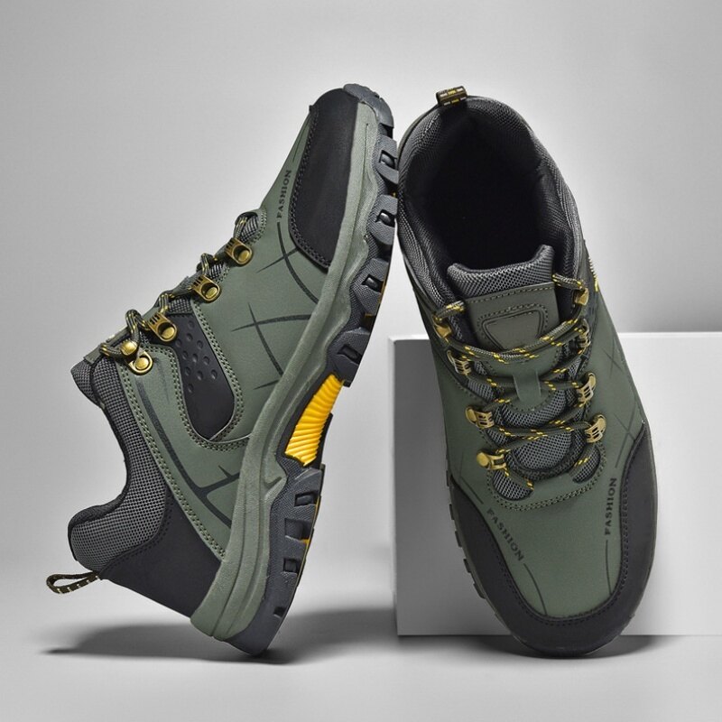 (🔥Mais vendidos)  Últimos sapatos de caminhada ao ar livre de couro genuíno masculino antiderrapante à prova d'água
