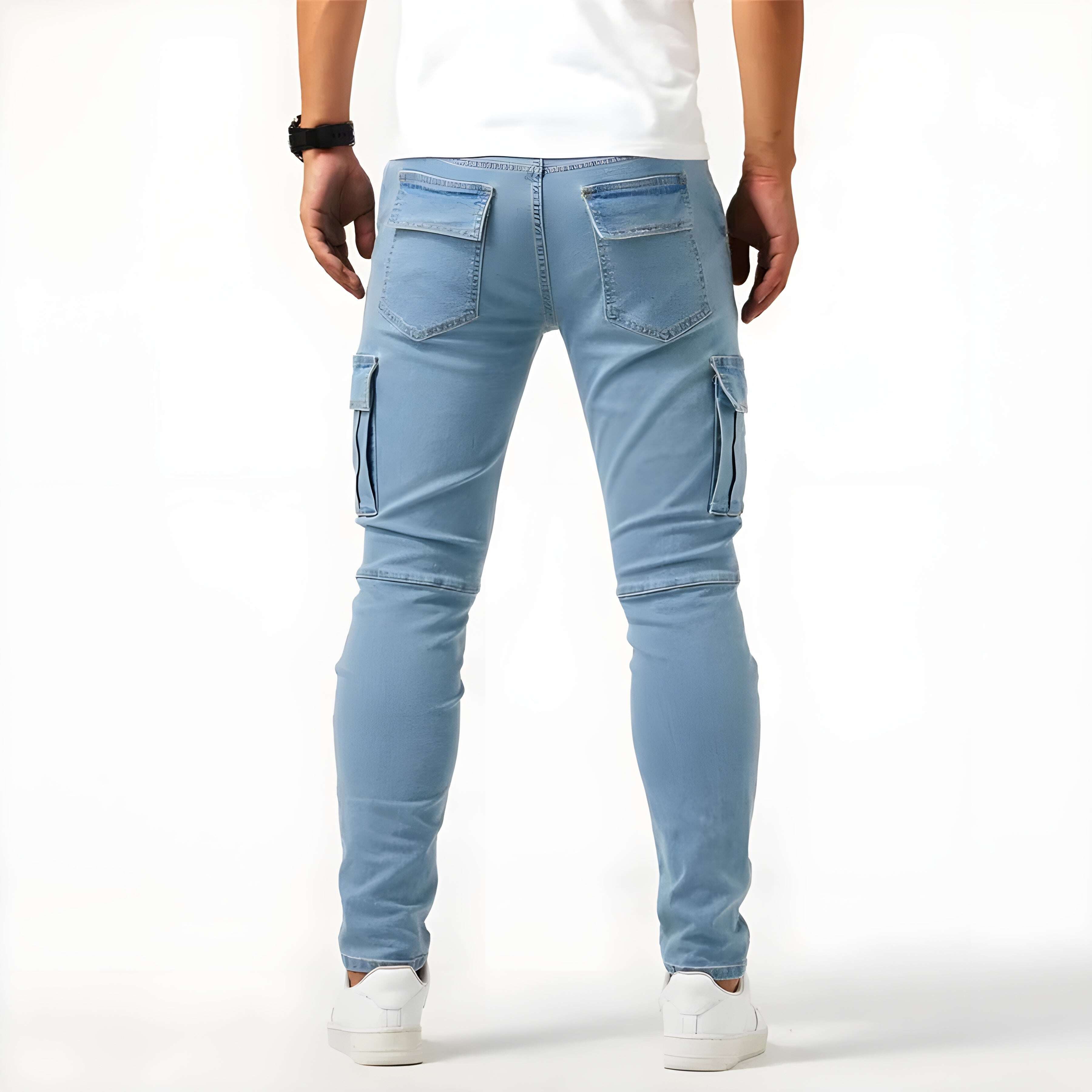 Calça cargo jeans elástica