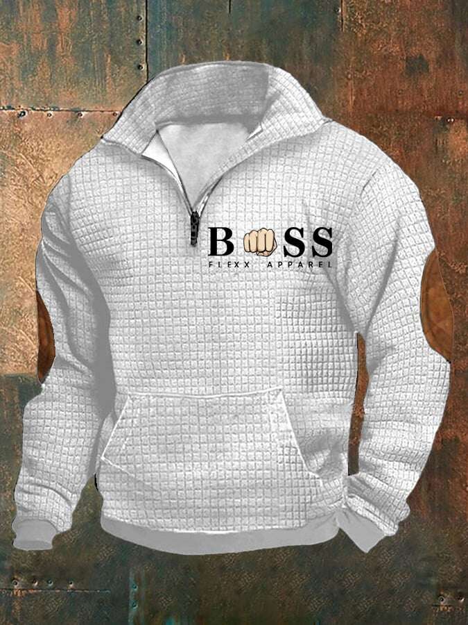 Sweatshirt de homem de tecido xadrez com gola retro com design de letras retro