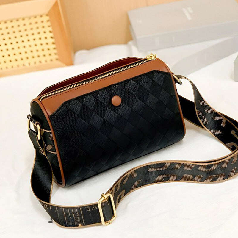 BOLSA CROSSBODY DE 3 CAMADAS COM PADRÃO DE DIAMANTE ELEGANTE DE GRANDE CAPACIDADE