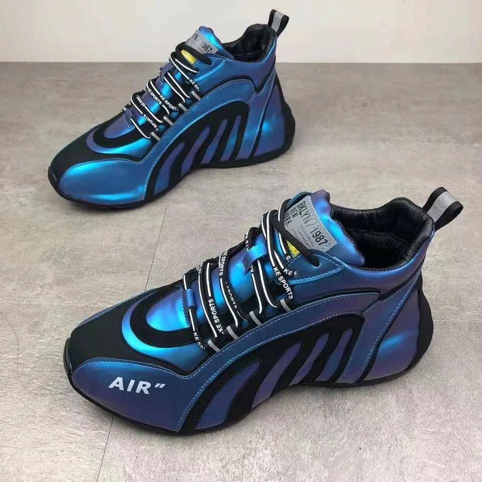 Męskie skórzane sneakersy z nadrukiem zebry