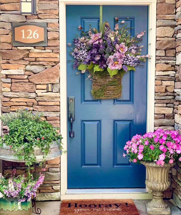 💝Sleva na poslední den - 50% sleva💖Věnce s levandulovým košíkem -Květinový věnec ke Dni matek, dárek pro maminku💐🥰