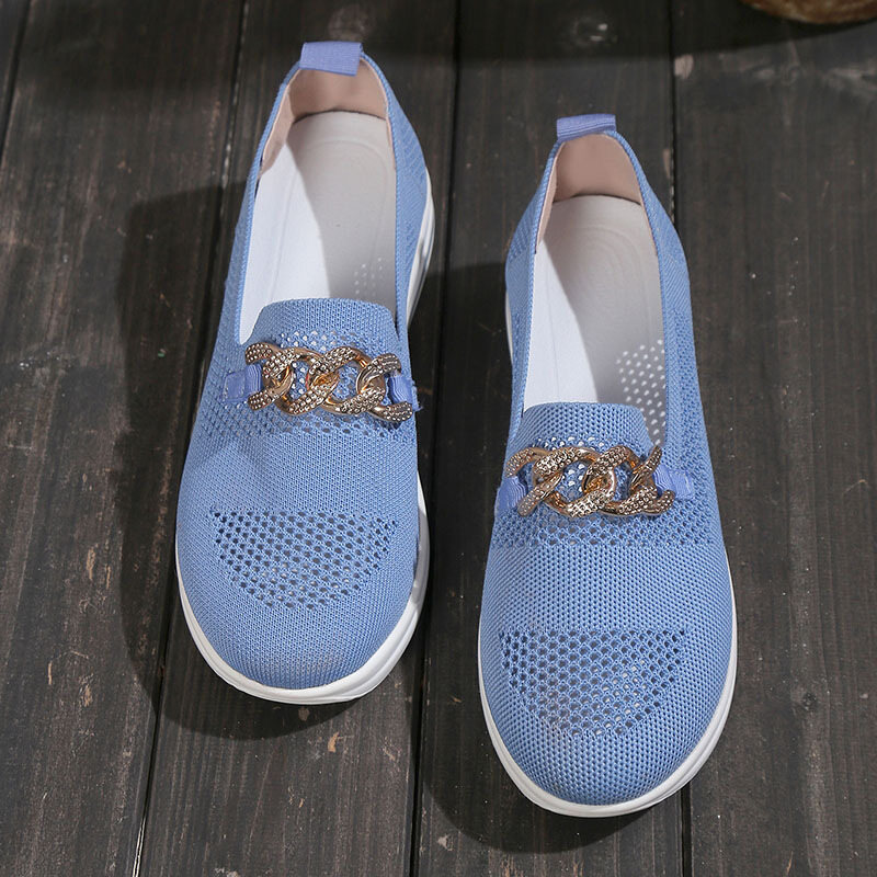 🔥ÚLTIMO DIA 49% DE DESCONTO - Tênis de cunha ortopédico tecido respirável feminino