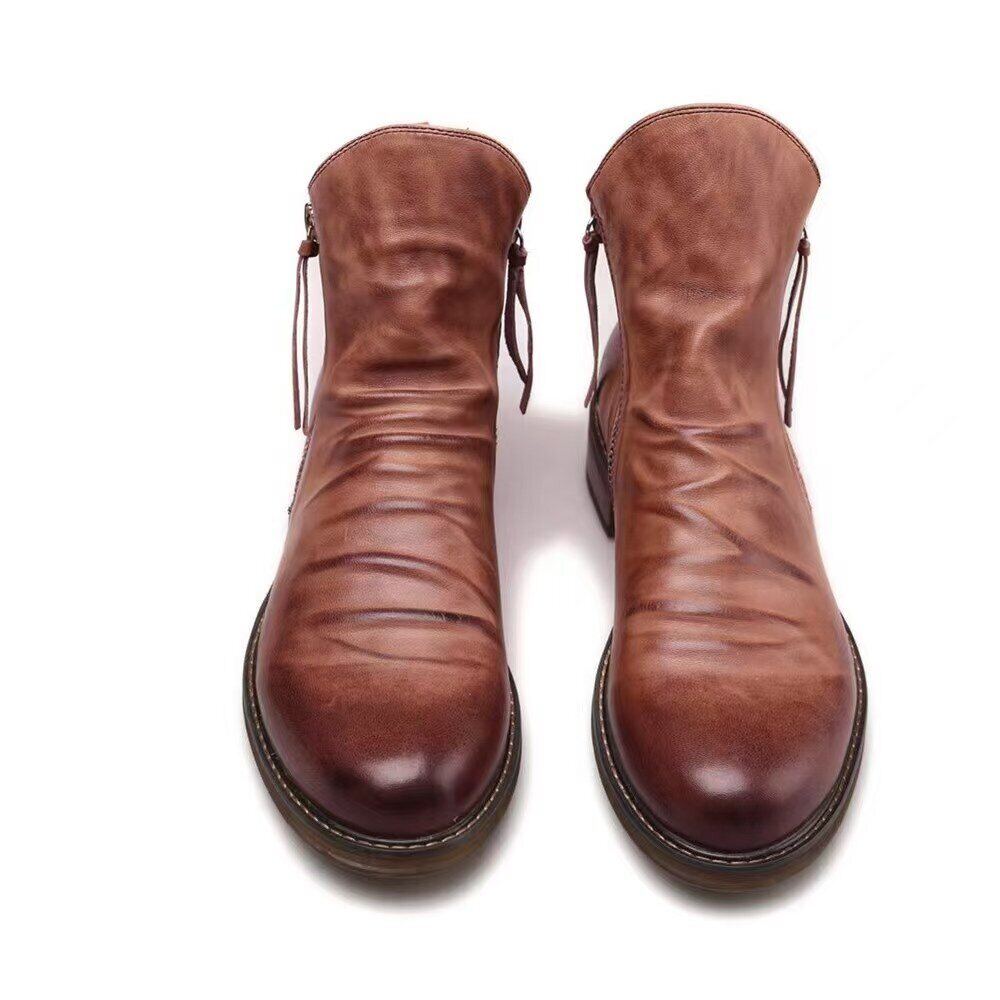Novo Bota de couro com fecho de correr para homem | Oferta de metade do preço🔥