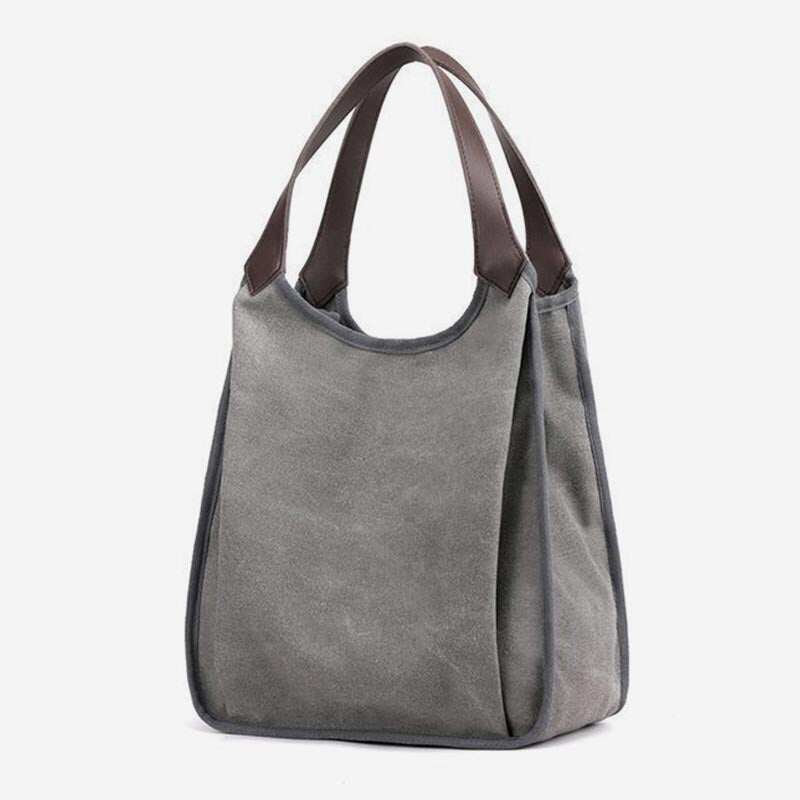 Bolsa feminina média com três compartimentos Bolsa de ombro espaçosa em lona