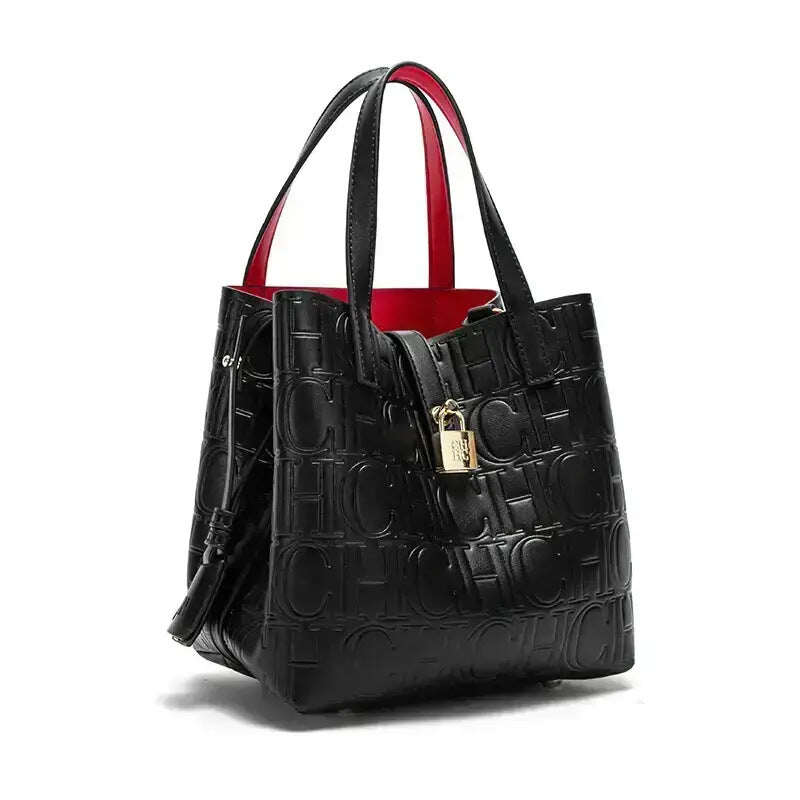 Bolsa de senhora CH, bolsa de balde, grande capacidade, temperamento luxuoso