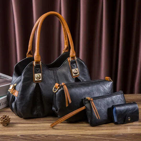 Conjunto de bolso de cuero de varias piezas hecho a mano