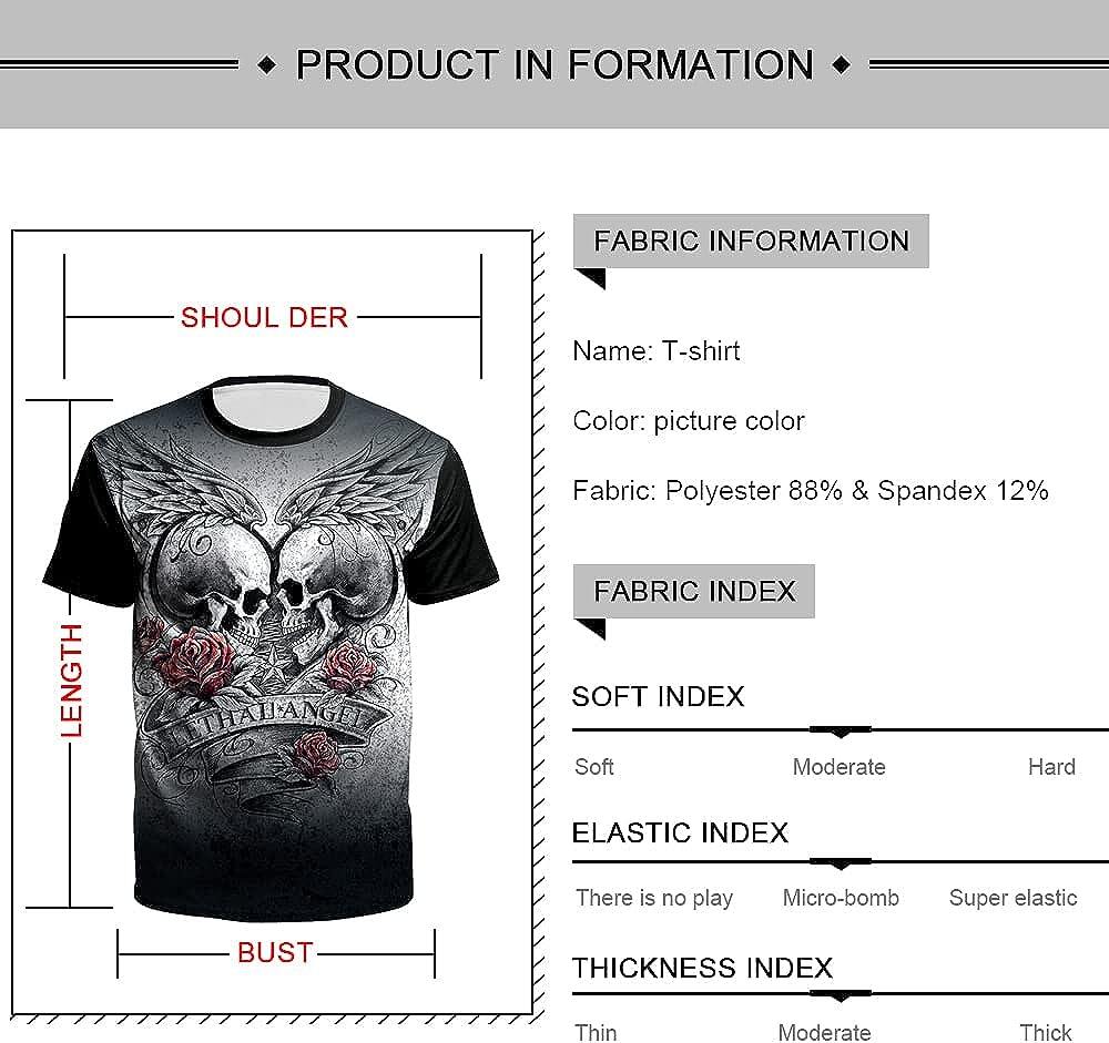 Men's 3D Print Skull T-Shirt 3D Creative Print Short Sleeve T-Shirt Casual Round Neck Novelty Street Fashion Tees Shirt