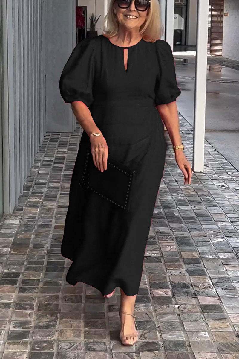 👗💞 Vestido de linho algodão em cor sólida