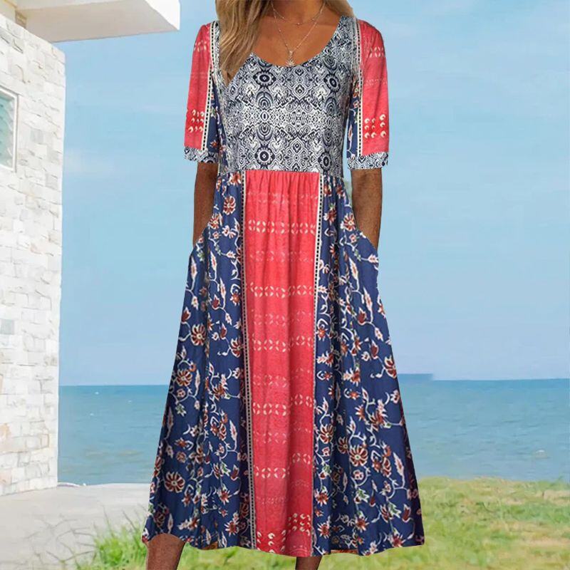 🌸 Vestido elegante Dami com estampa checa.
