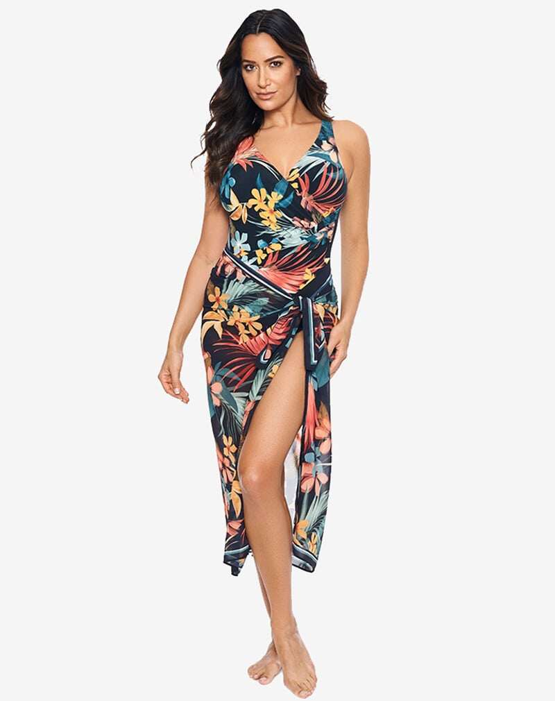 🤩Belly swimming costume set with floral pattern and V-neckline