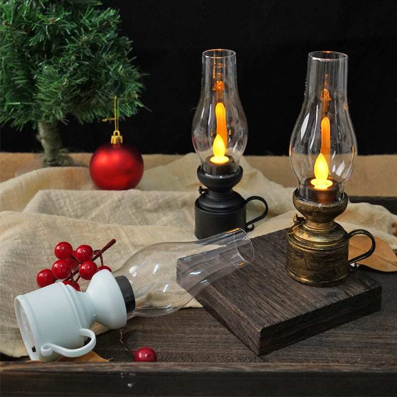 ✨🕯️Lampa naftowa LED Vintage Elektroniczna świeca obrotowa