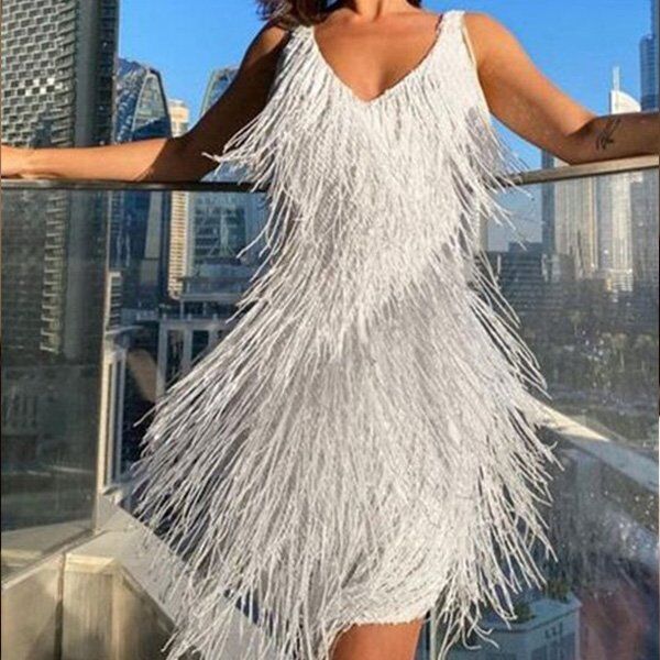 ✨Sexy vestido elegante com franjas