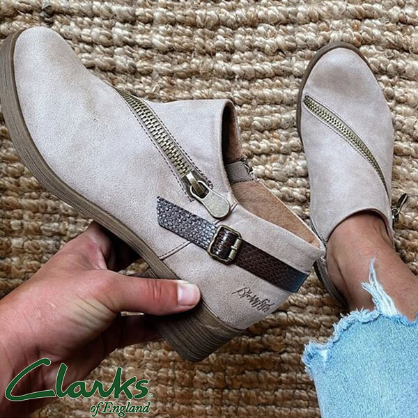 OSTATNI DZIEŃ 50% ZNIŻKI - Buty damskie na co dzień w stylu retro z okrągłymi noskami na niskim obcasie i suwakiem