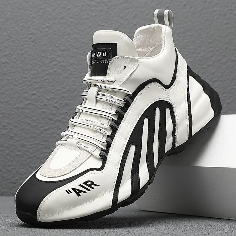 Męskie skórzane sneakersy z nadrukiem zebry