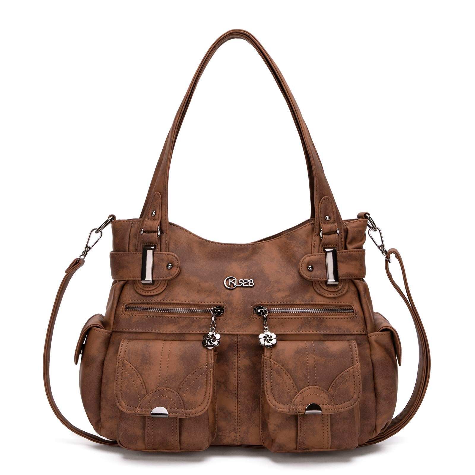 Bolsa de couro premium com muitos bolsos