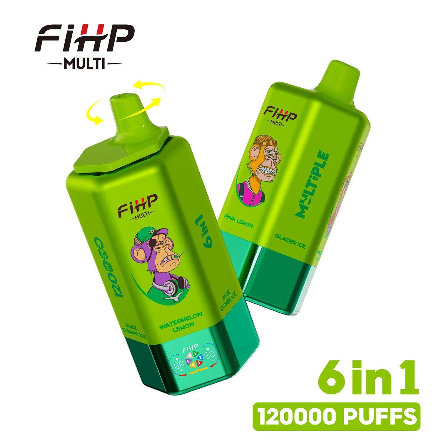 Fihp 120K Big Puffs 6 Flavors in 1 Adjust Vape