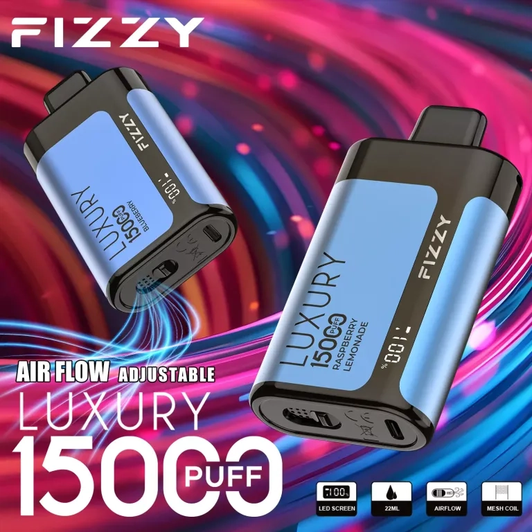 Fizzy Luxury 15000 Puffs LCD Screen Rechargeable Disposable Vapes Raspberry Lemonade