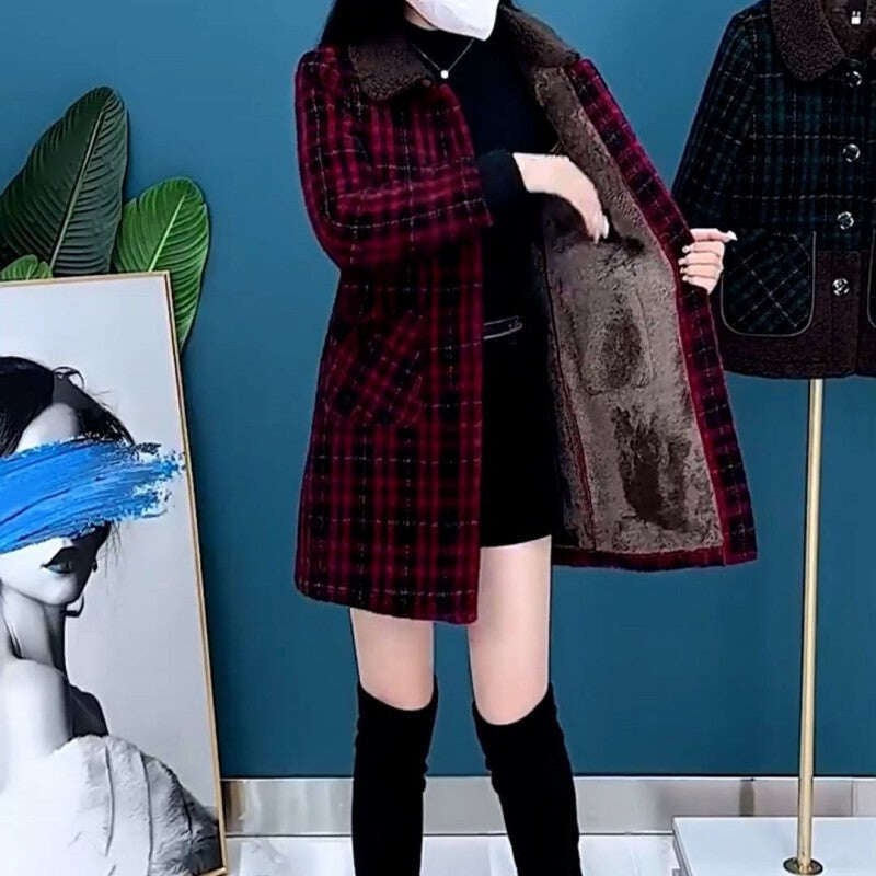 🎁Melhor presente para mulheres💖✨Casaco grosso de pelúcia de comprimento médio para mulheres