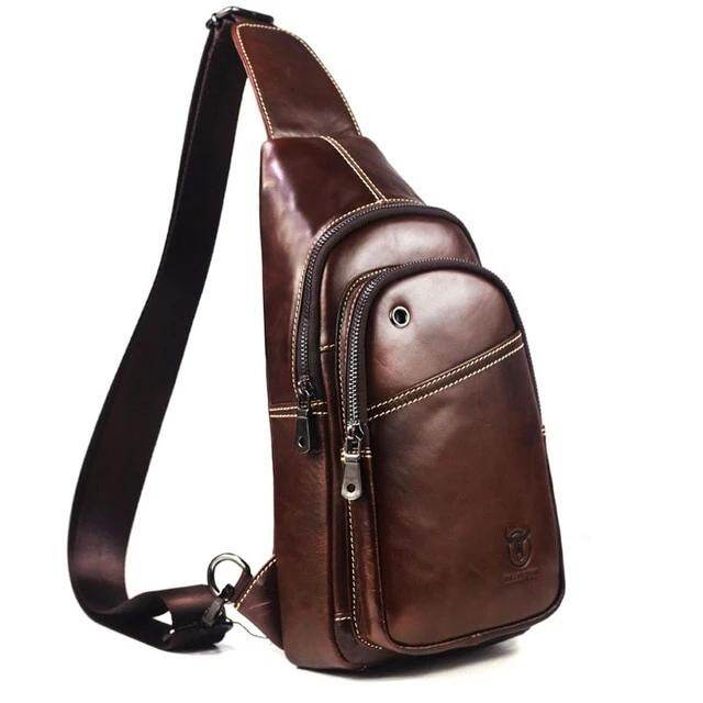 Męska torba na ramię z prawdziwej skóry Travel Sling Chest Bag