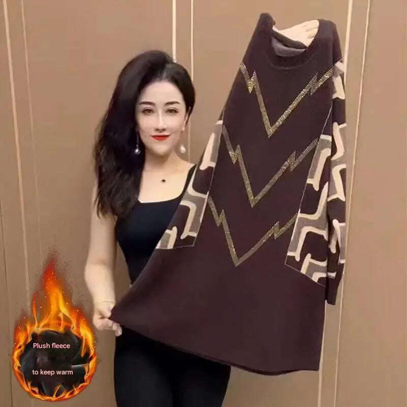 🍁 【M-4XL】 2024 Novas camisetas de malha da moda outono-inverno com estampa