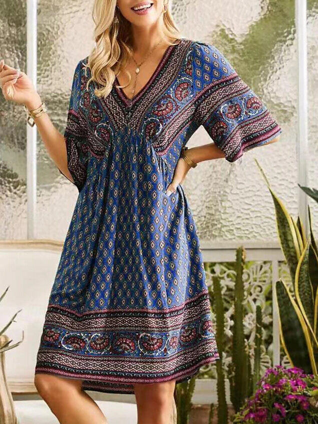 Novo vestido de verão em algodão e linho macio e confortável