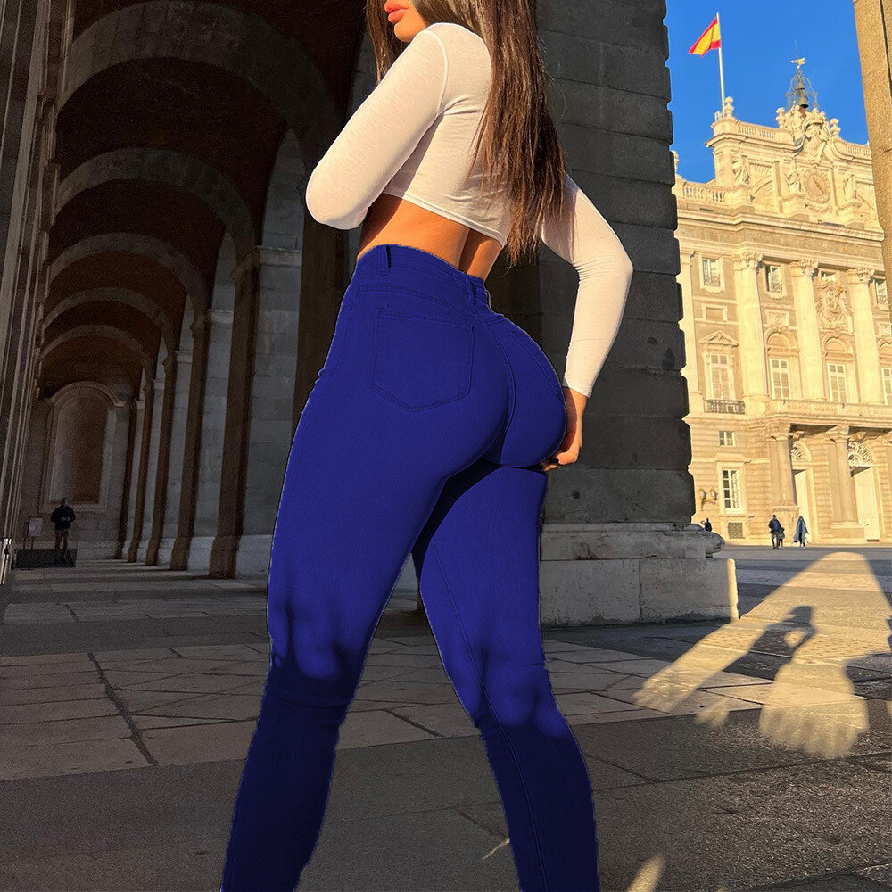 Jeans para mulheres, estilo ins, calças de levantamento de quadril de tamanho grande, calças lápis para mulheres, leggings elásticas, calças sexy