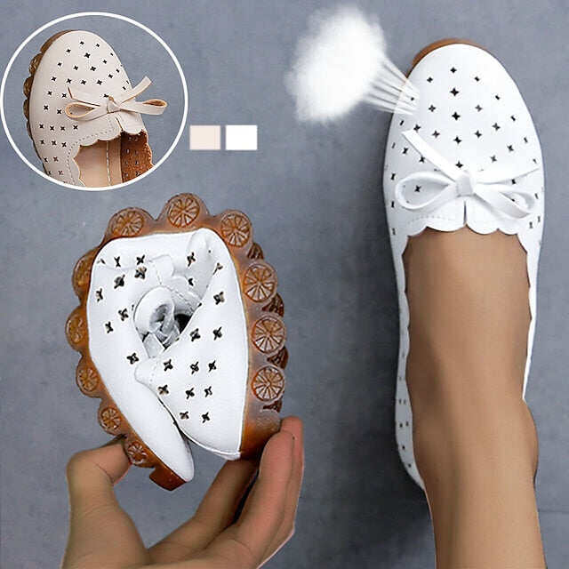 Feminino confortável casual casual cor sólida verão arco apartamentos