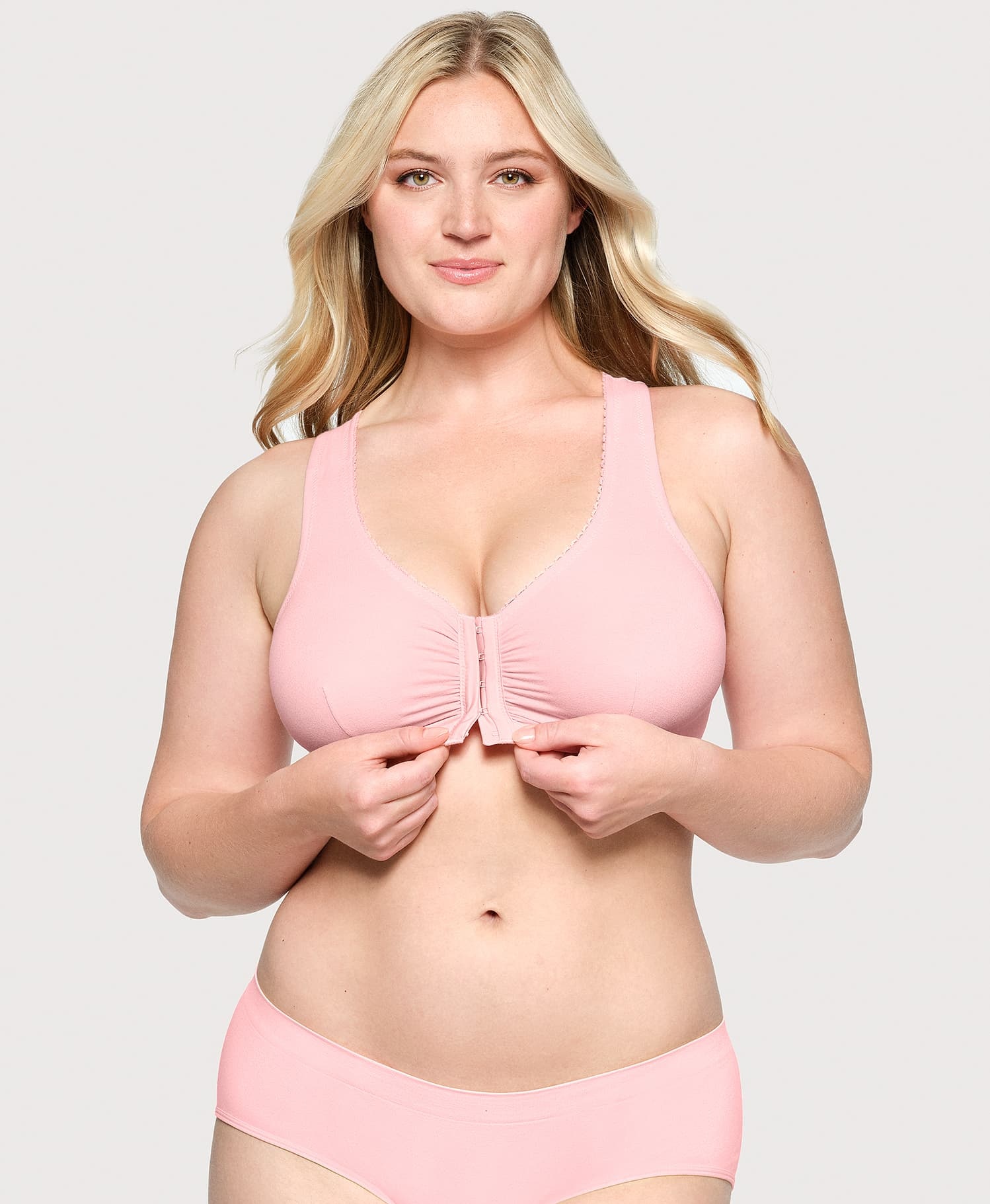 ✨Front-Closure Cotton T-Back Comfort Bra Pink Blush