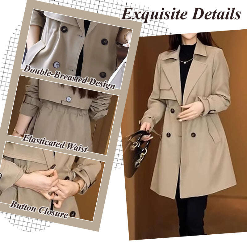 ❄️Promoções de inverno❄️ Trench coat confortável com cintura e lapelas