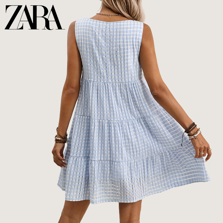 LETNÉ DÁMSKE ŠATY BEZ RUKÁVOV V ŠTÝLE ZARA