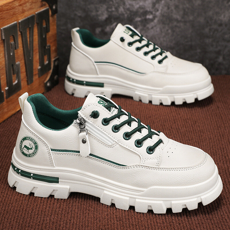 CALÇADOS MASCULINOS 2025 NOVA PRIMAVERA E OUTONO PROTEÇÃO DE TRABALHO PEQUENO BRANCO CALÇADOS DE TÁBUA INVERNO LAZER ESPORTES À PROVA D'ÁGUA ROUPA DE TRABALHO MARTIN SHOES