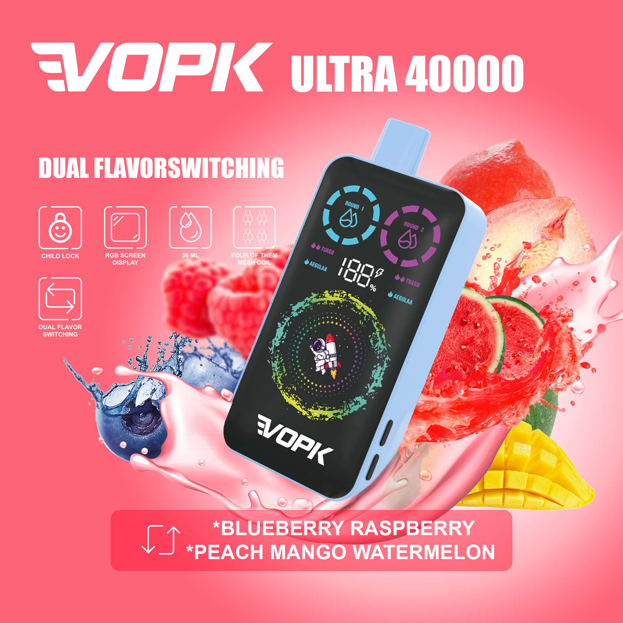 VOPK ULTRA 40000 Puffs Double Taste jednorazowe Vape - zaawansowane funkcje dla maksymalnej przyjemności B