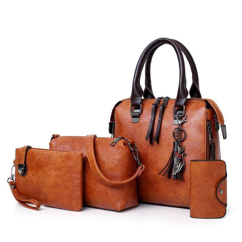 🔥4-piece set. genuine leather handbag