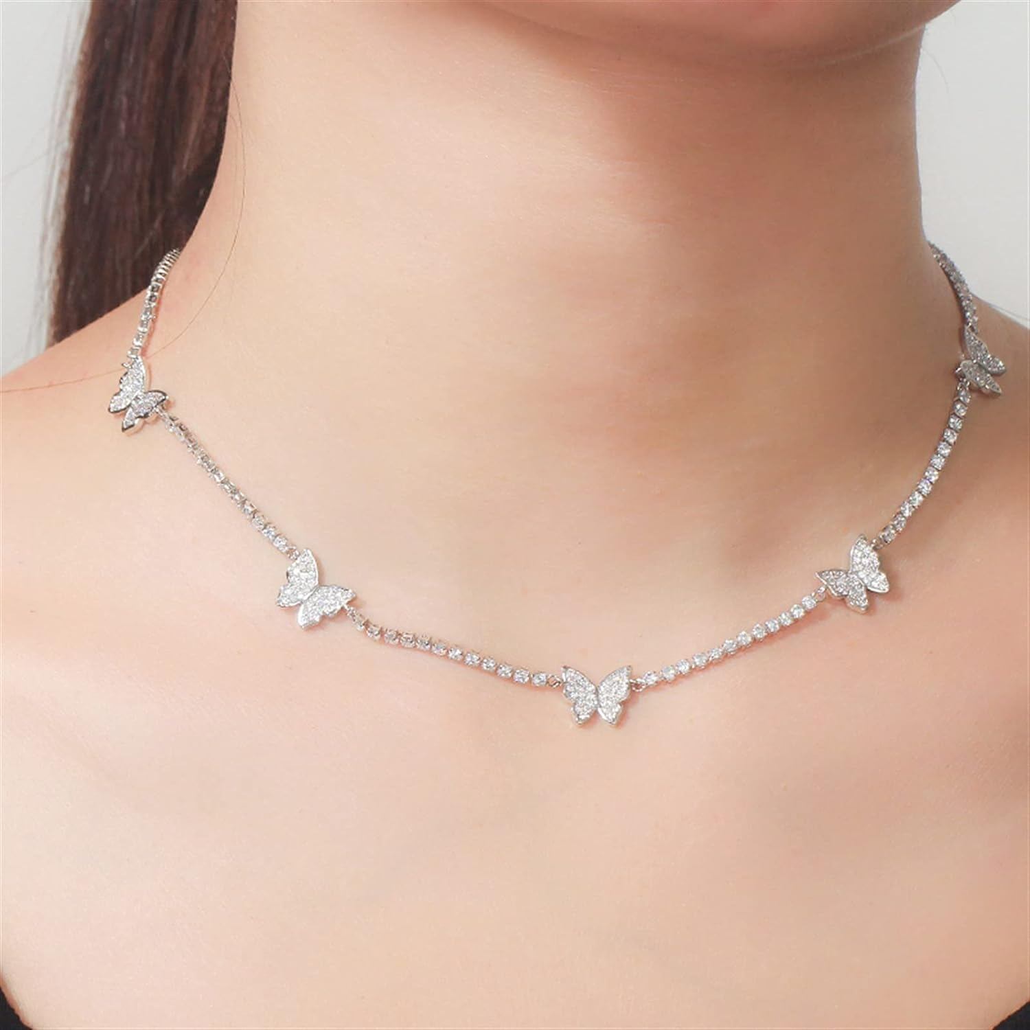 Colar de jardim de borboletas + brincos de presente combinando