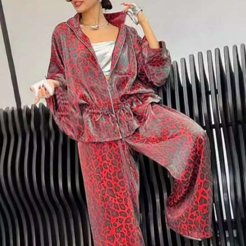 🍁Conjunto casual de duas peças para mulher com lapela e manga comprida