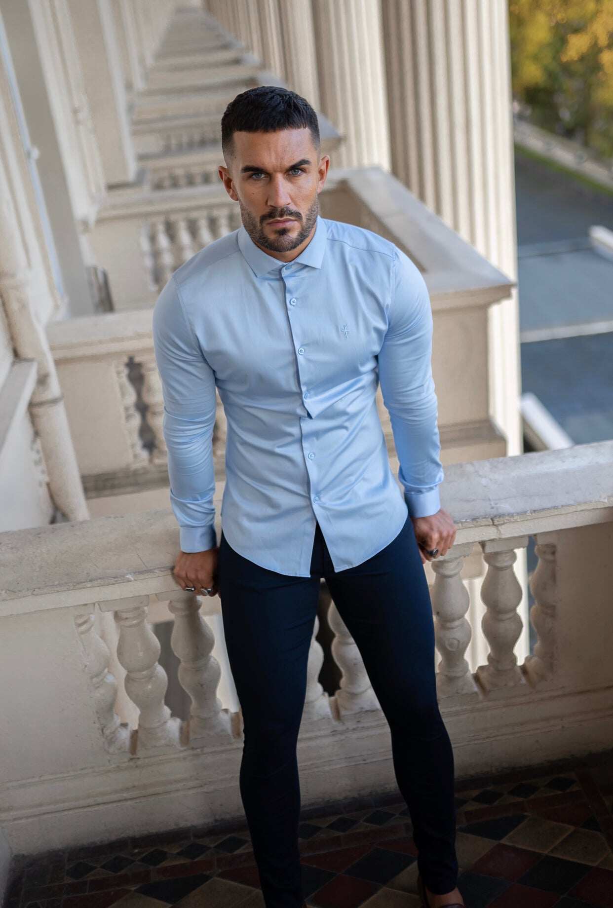 Slim Stretch Navy Sateen Trousers - FSH406