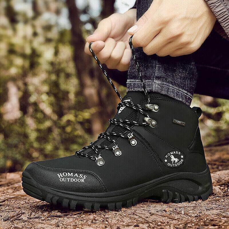 Botas masculinas para caminhada e acampamento, à prova d'água, antiderrapante, respirável, com cadarço, para caminhada ao ar livre