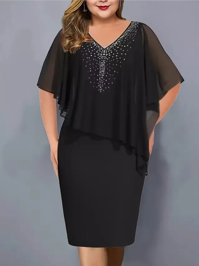 【S-5XL]】2024 Novos vestidos de verão com xale de chiffon