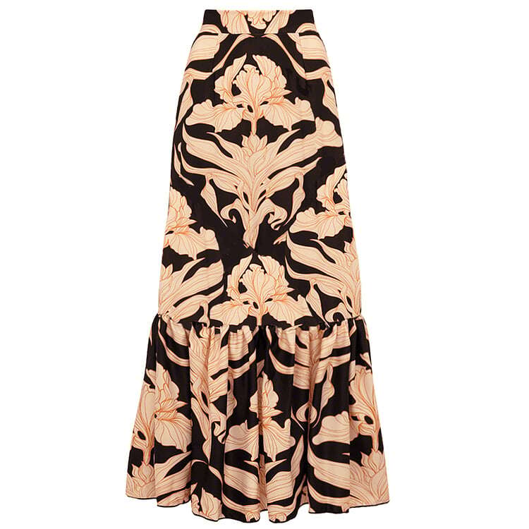 💖 V Neck Iris Print One Piece and Skirt Swimsuit Set