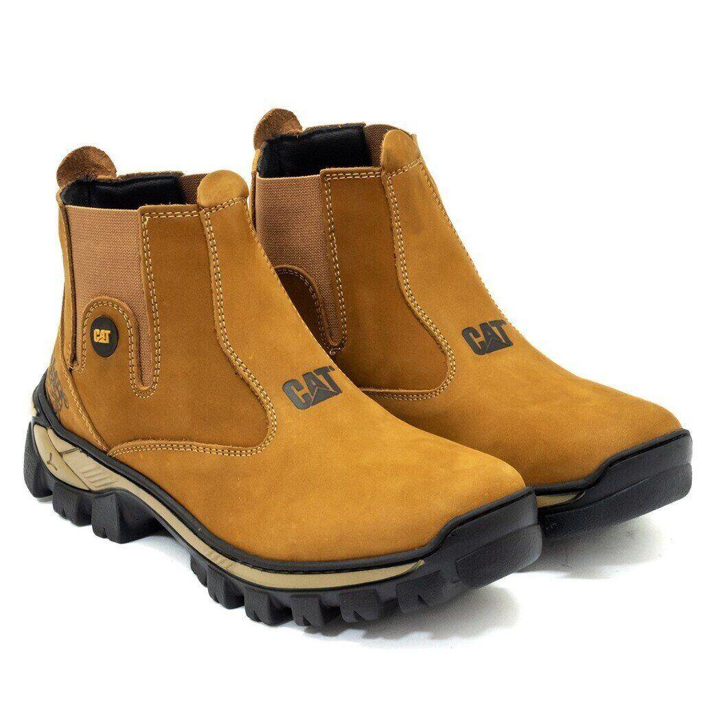 Botas masculinas de couro Caterpillar® Piso durável Macio e fácil de usar Perfeito para trabalhos agrícolas