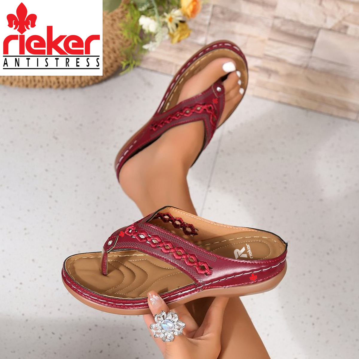 Rieker® Damskie skórzane buty ortopedyczne do masażu