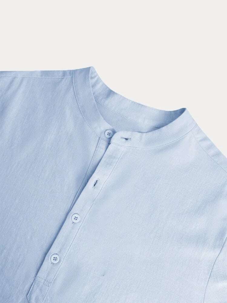 😎CAMISA DE LINHO DE ALGODÃO DE MANGA COMPRIDA MASCULINA ☁️