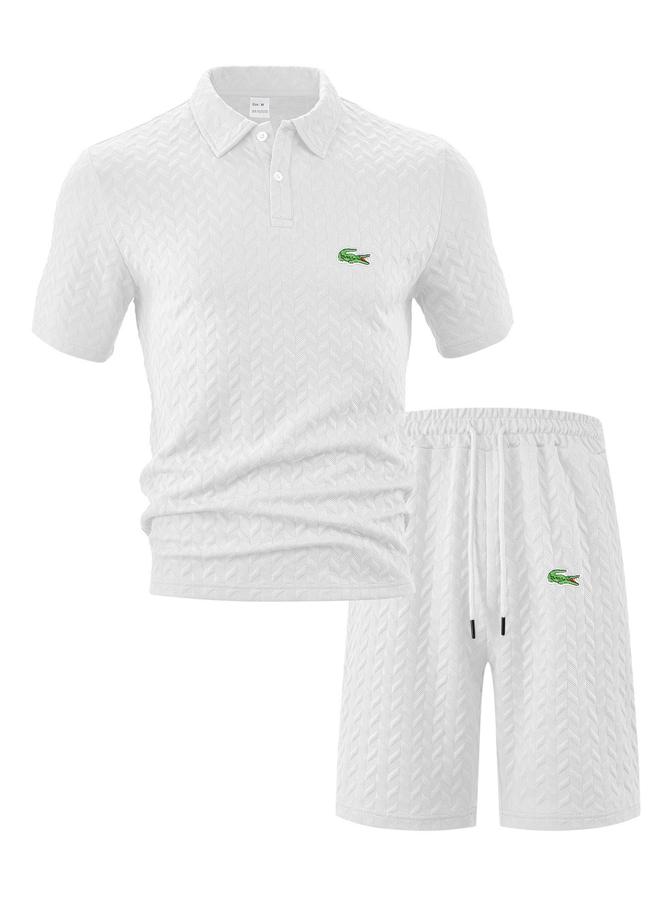 Lacoste Męski Premium Casual Business Sport Krótkie spodenki z krótkim rękawem Polo Garnitur