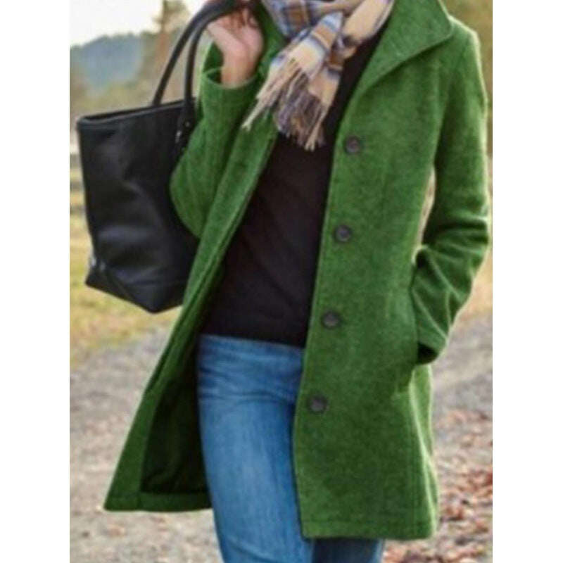 Casaco de lã de comprimento médio em estilo retrô