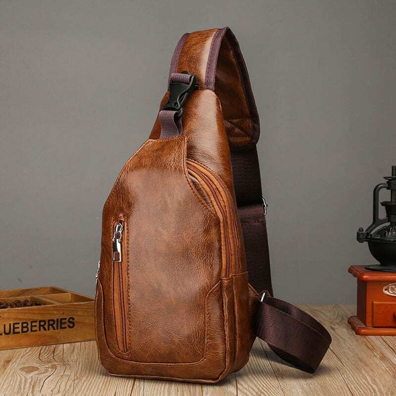 Męska torba na klatkę piersiową z teksturą w stylu retro