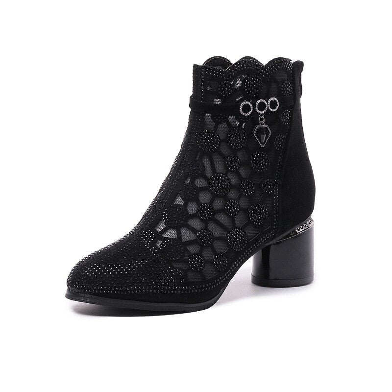 Moda Rhinestone Tulle Hollow buty damskie