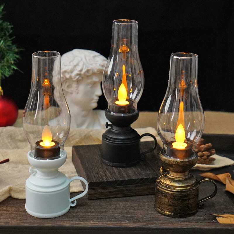 ✨🕯️Lampa naftowa LED Vintage Elektroniczna świeca obrotowa