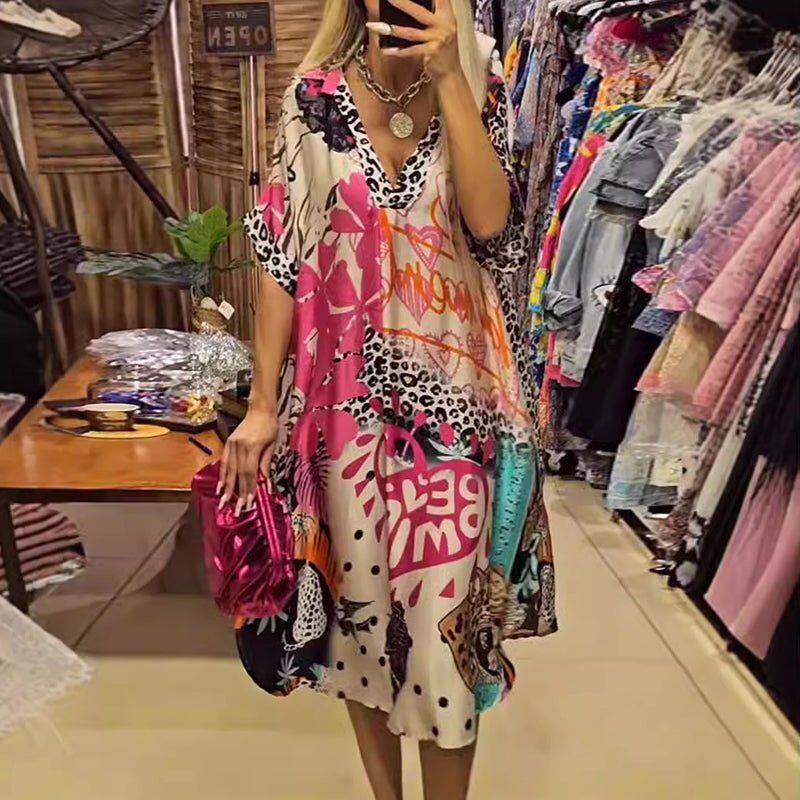 Vestido estampado completo feminino | Elegante