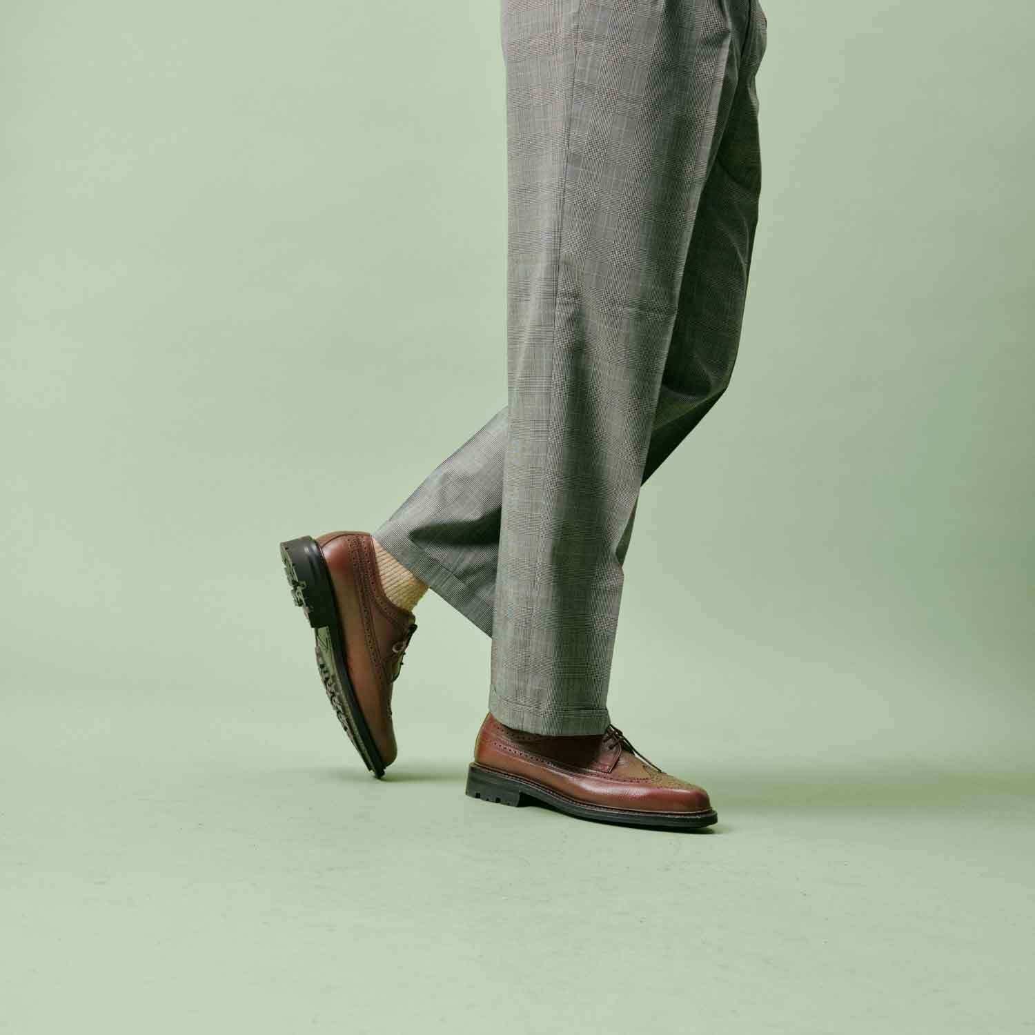 Brogues - Sapatos derby de couro granulado tricolor